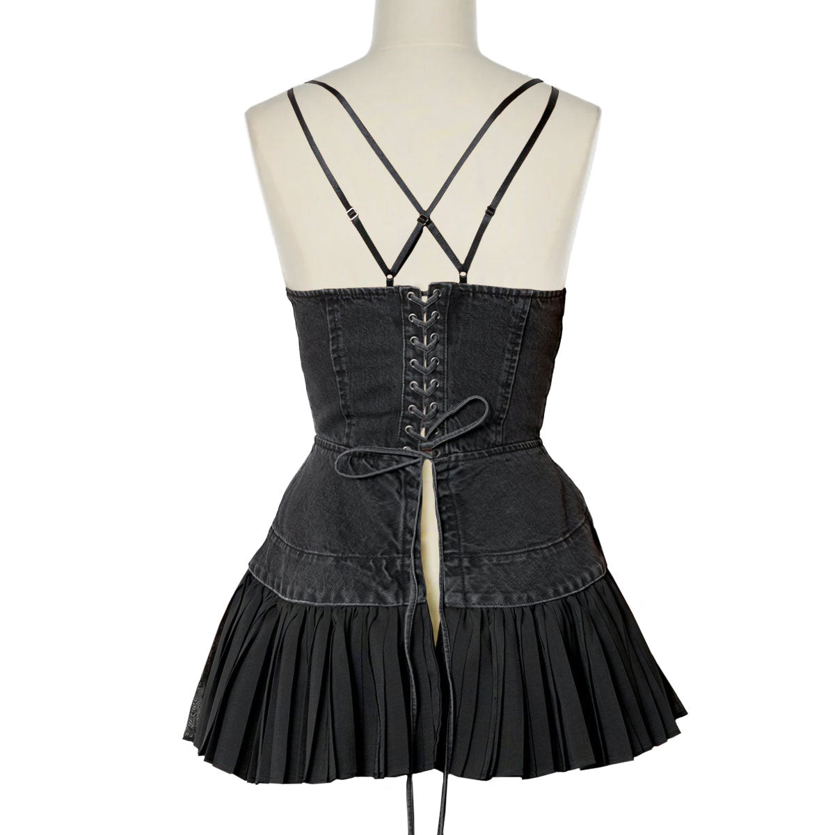 FETICO（フェティコ）| ORGANIC COTTON DENIM PLEATED BUSTIER TOP