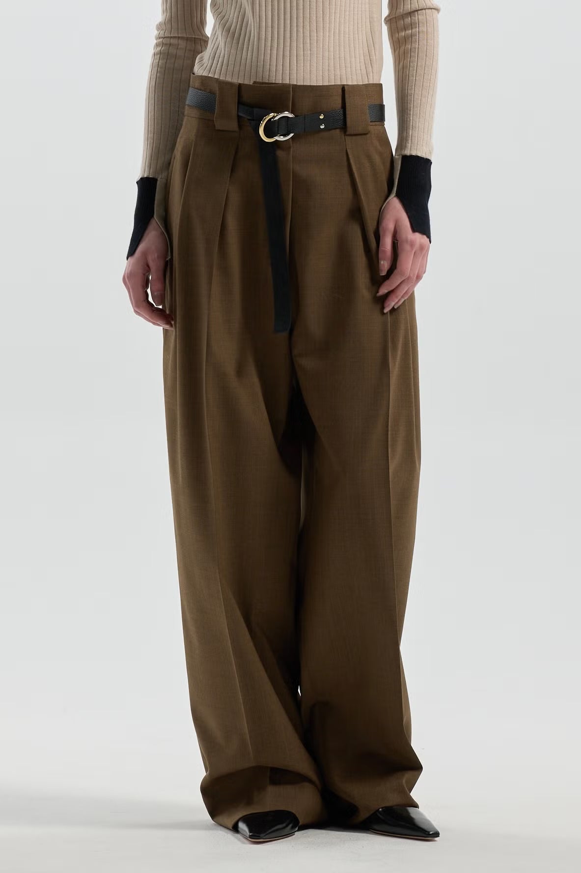 TWILL / 2-TUCK HIGH-WAIST PANTS