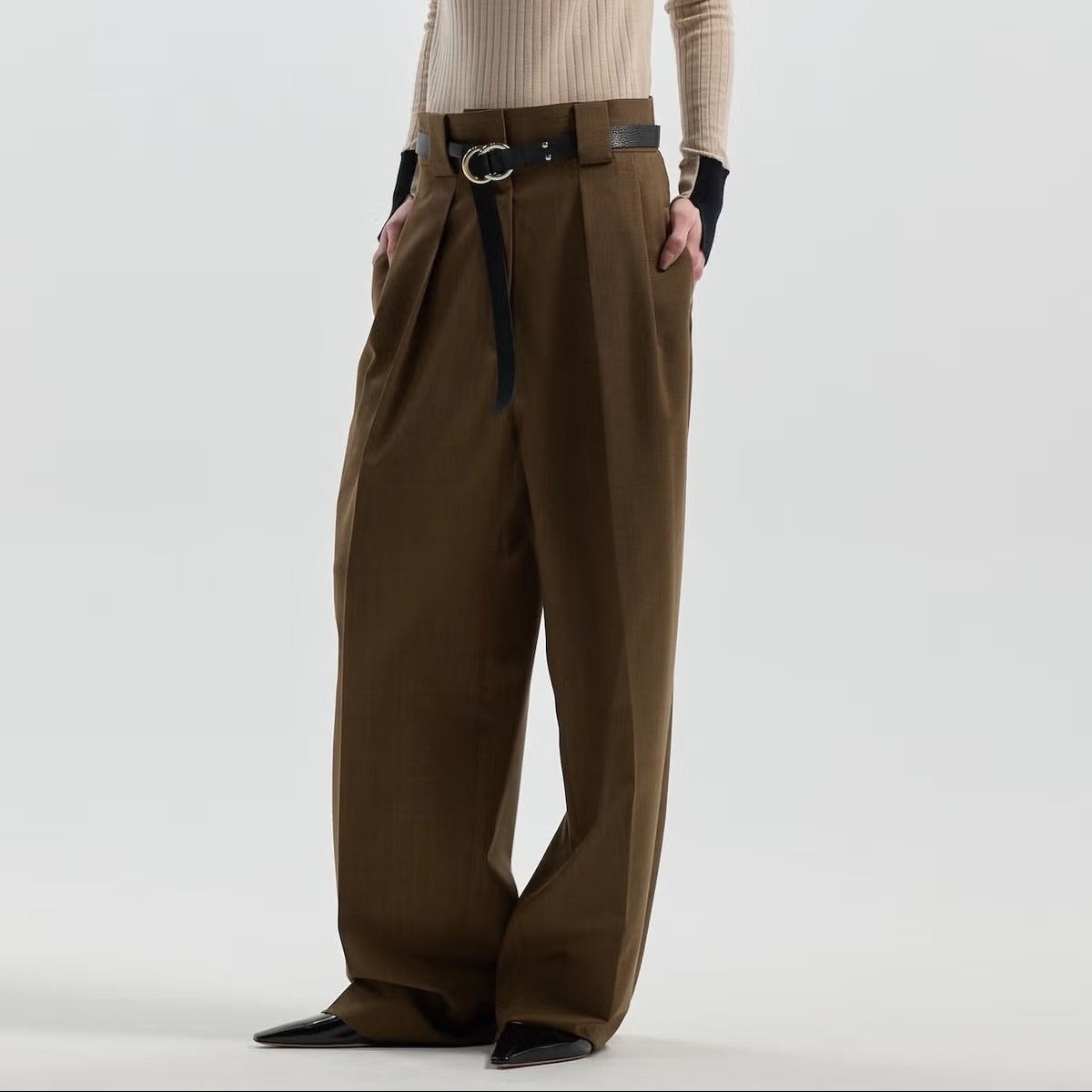 TWILL / 2-TUCK HIGH-WAIST PANTS