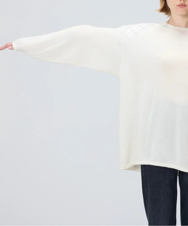 Sheer Long-sleeve tee with shoulder pads