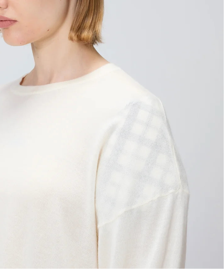 Sheer Long-sleeve tee with shoulder pads
