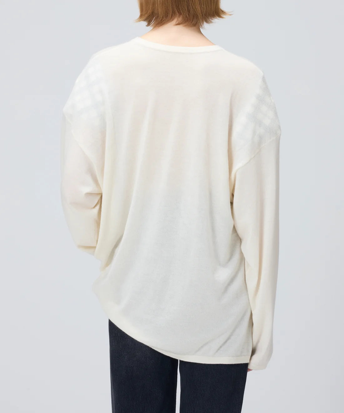 Sheer Long-sleeve tee with shoulder pads