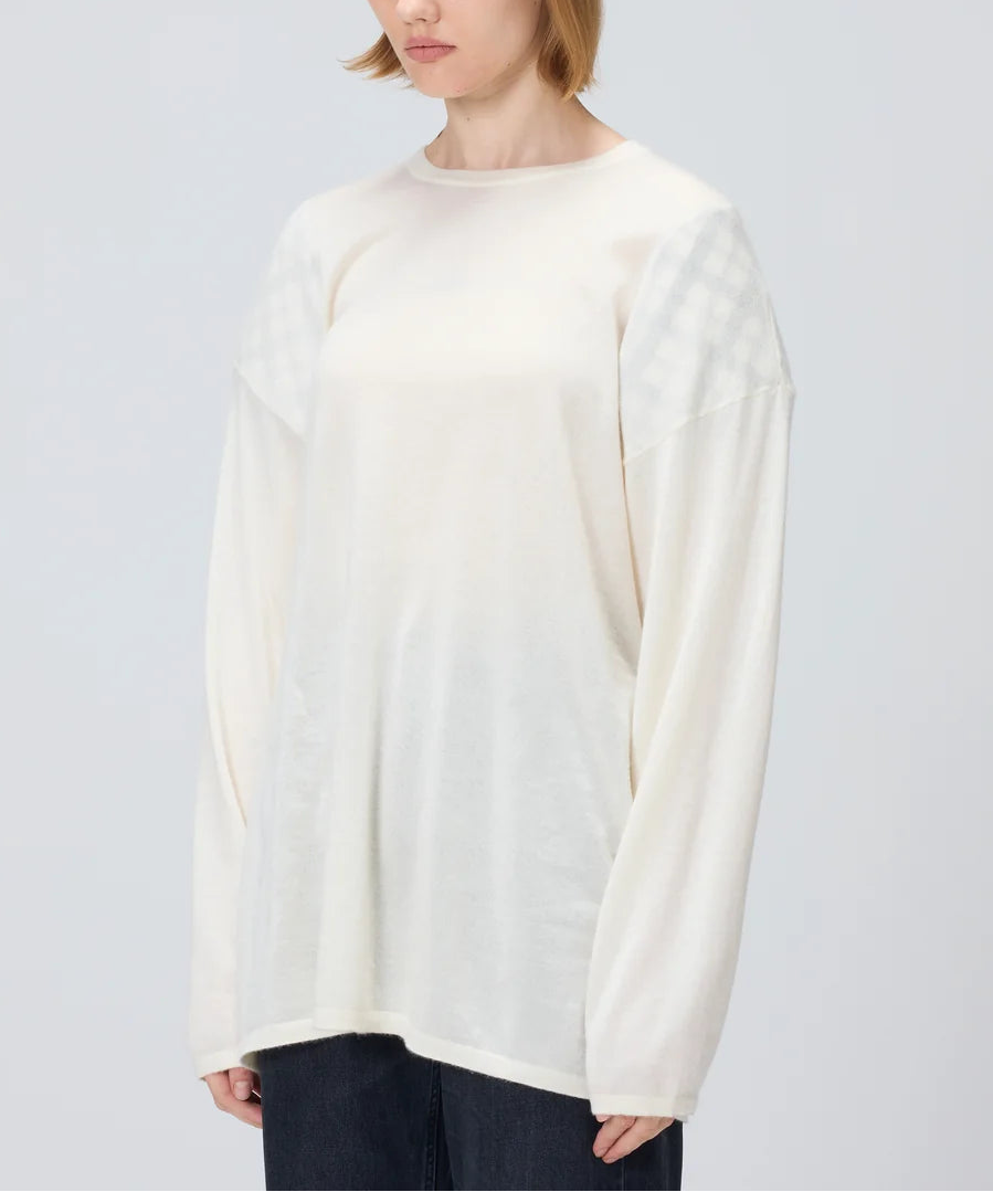 Sheer Long-sleeve tee with shoulder pads
