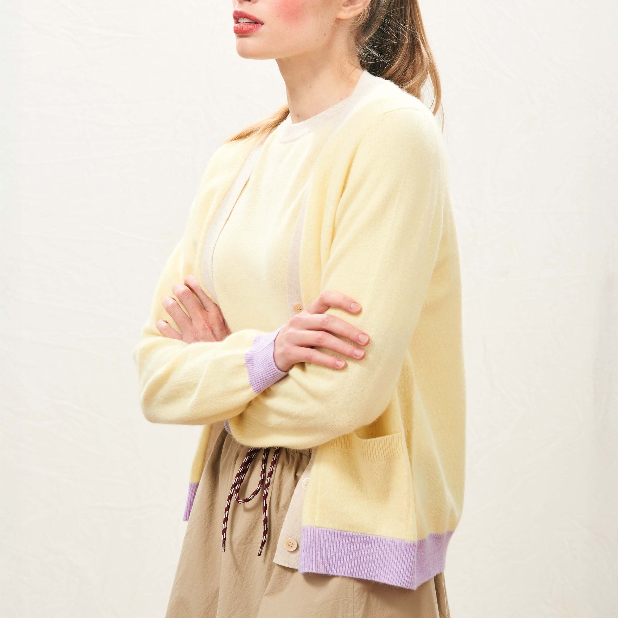 Cashmere Many Contrast Cardigan