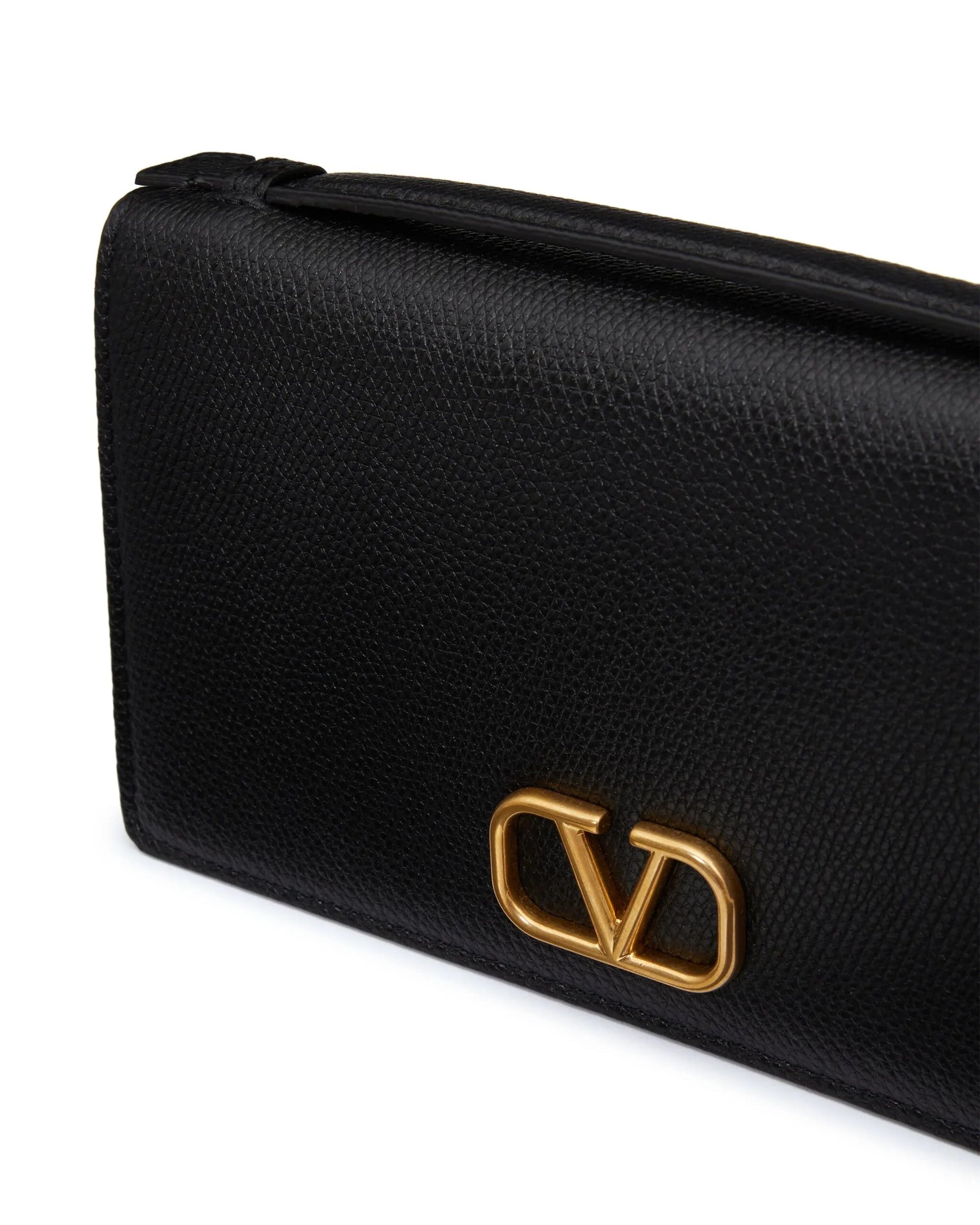 Vロゴ シグネチャー グレインカーフスキン チェーンウォレット