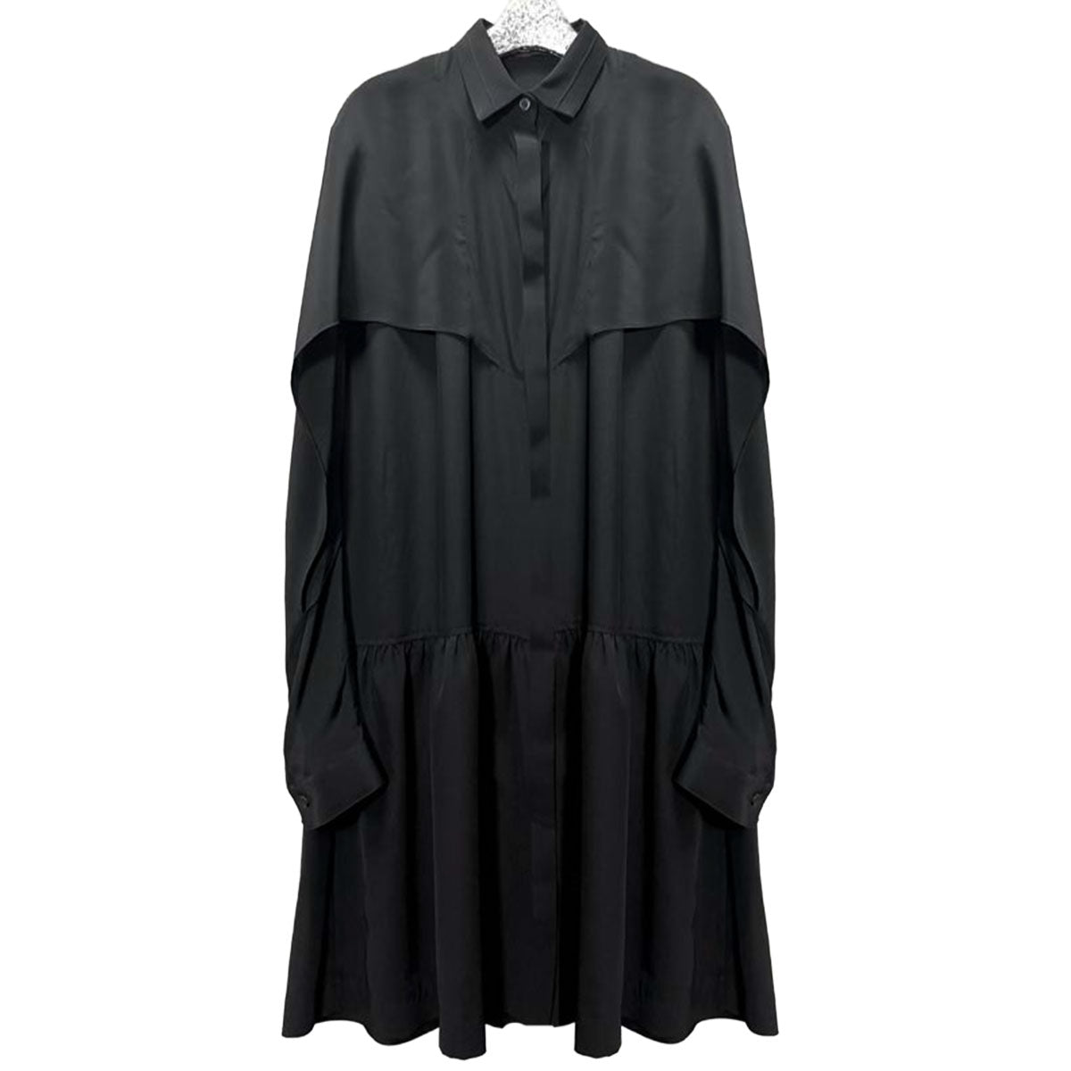 Crepe-de-chine bat sleeve tailored shirt dress