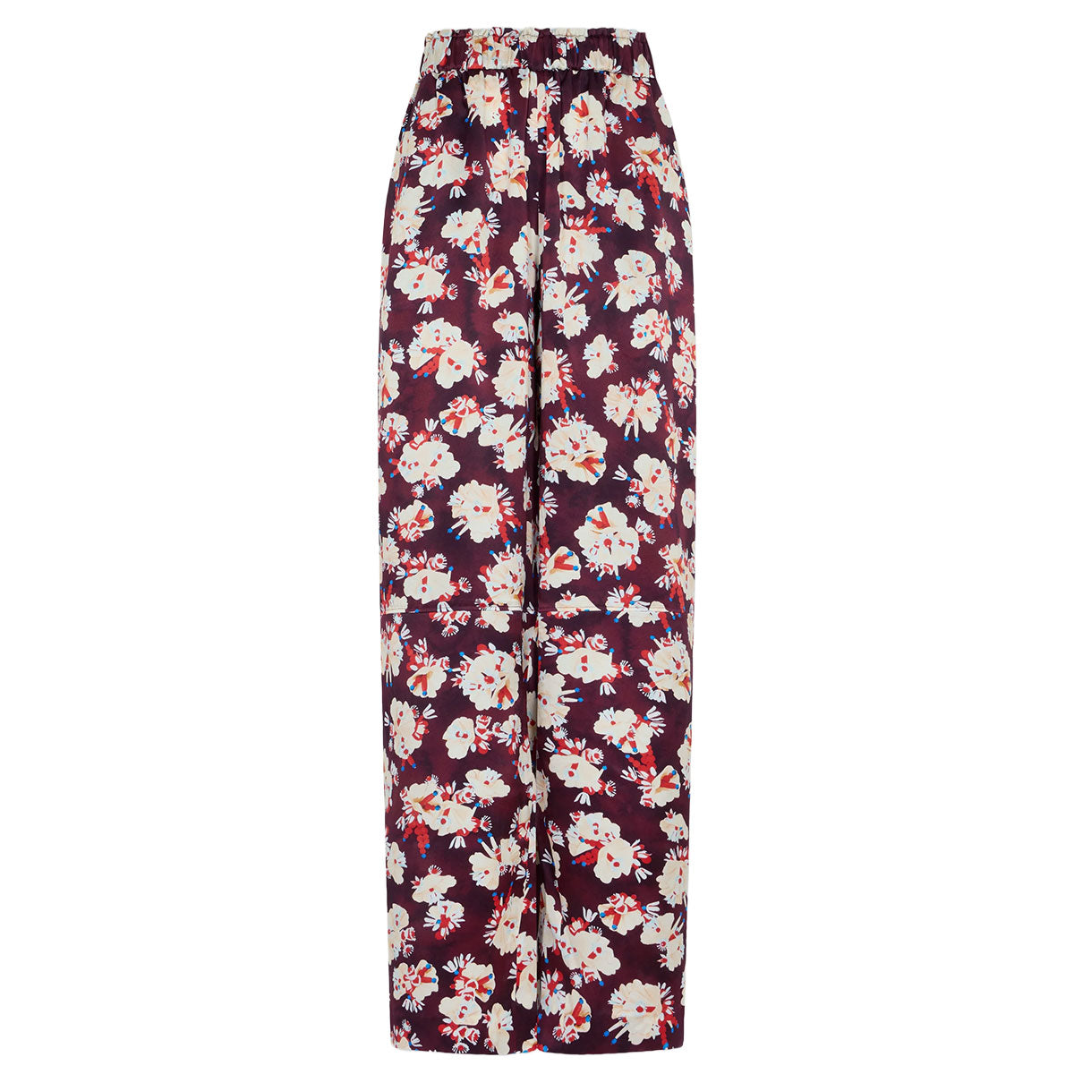 Magenta floral patterned straight trousers