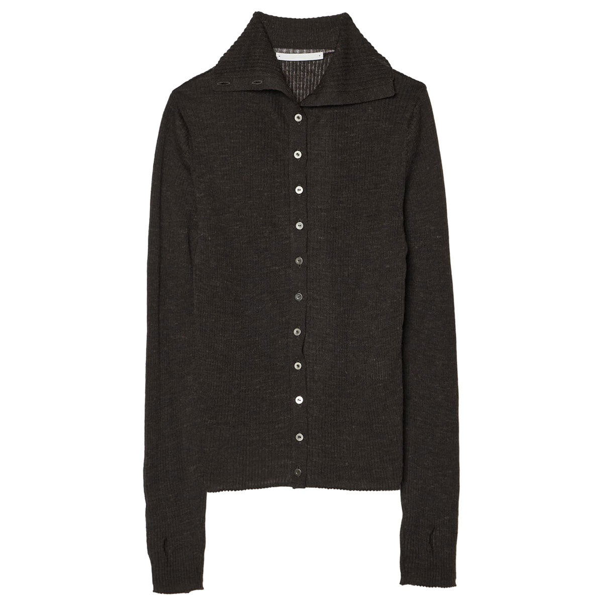 HIGH-NECK RIB KNIT CARDIGAN