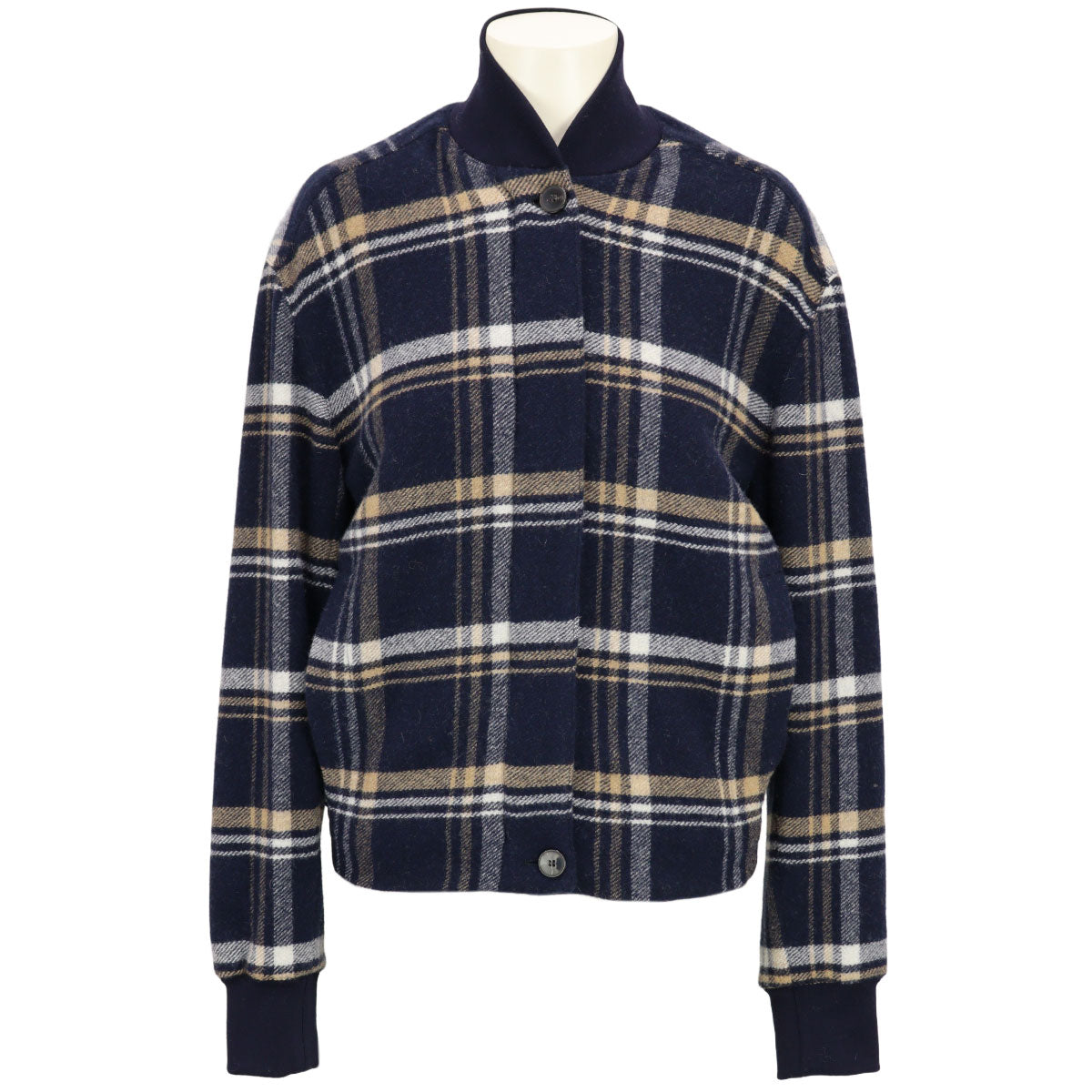 SEAN - CASHMERE WOOL CHECK SLIM BOMBER JACKET