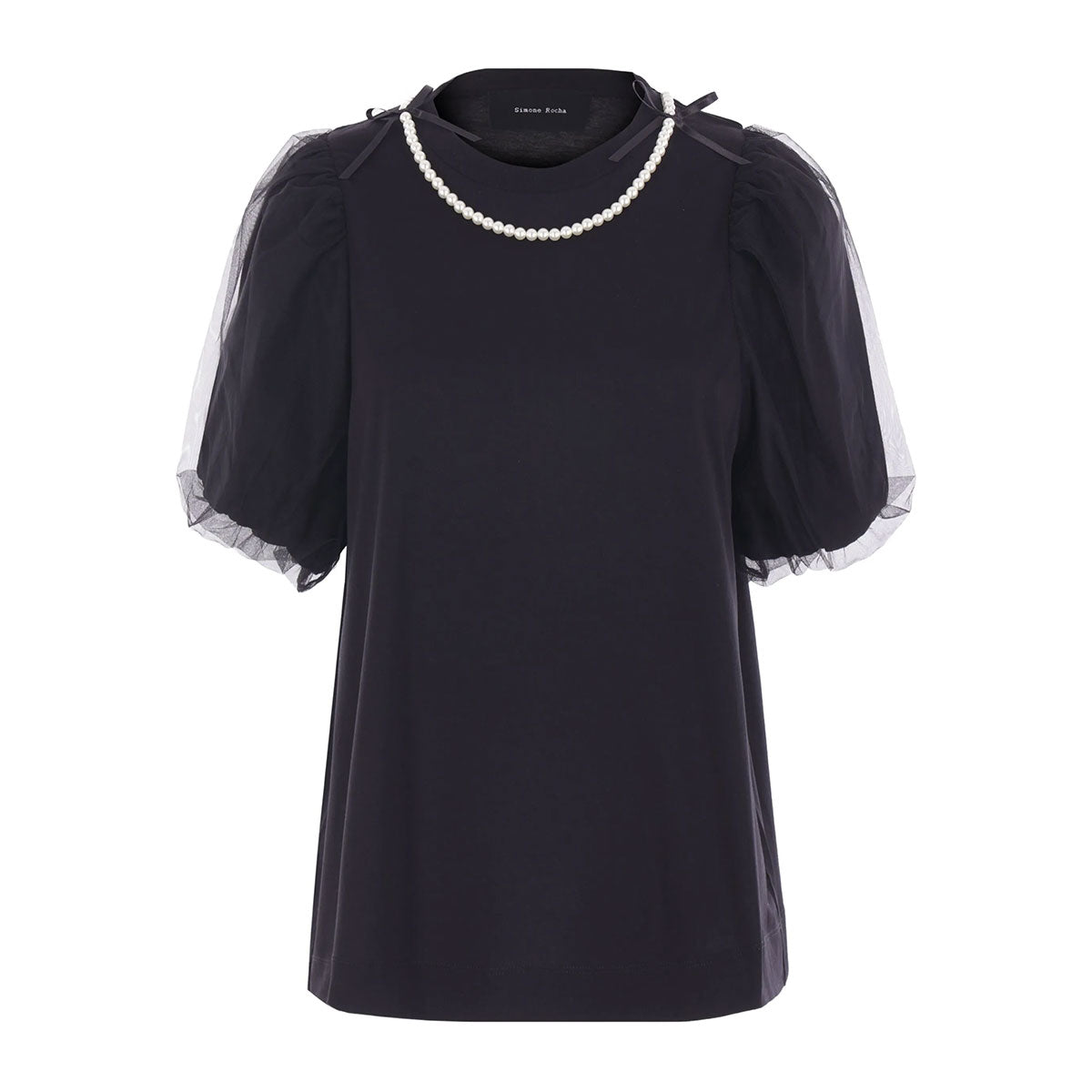 Simone Rocha（シモーネ・ロシャ）| Tulle Overlay Puff Sleeve T-Shirt パフスリーブ トップス ...