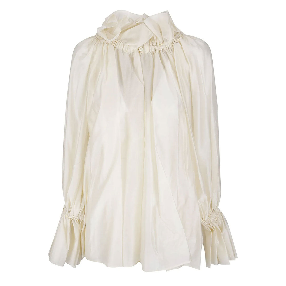 ESTELLE SHEER HIGH-COLLAR TOP