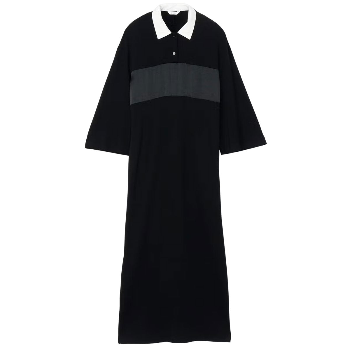 WOOL TERRY RUGBY DETAIL MAXI DRESS
