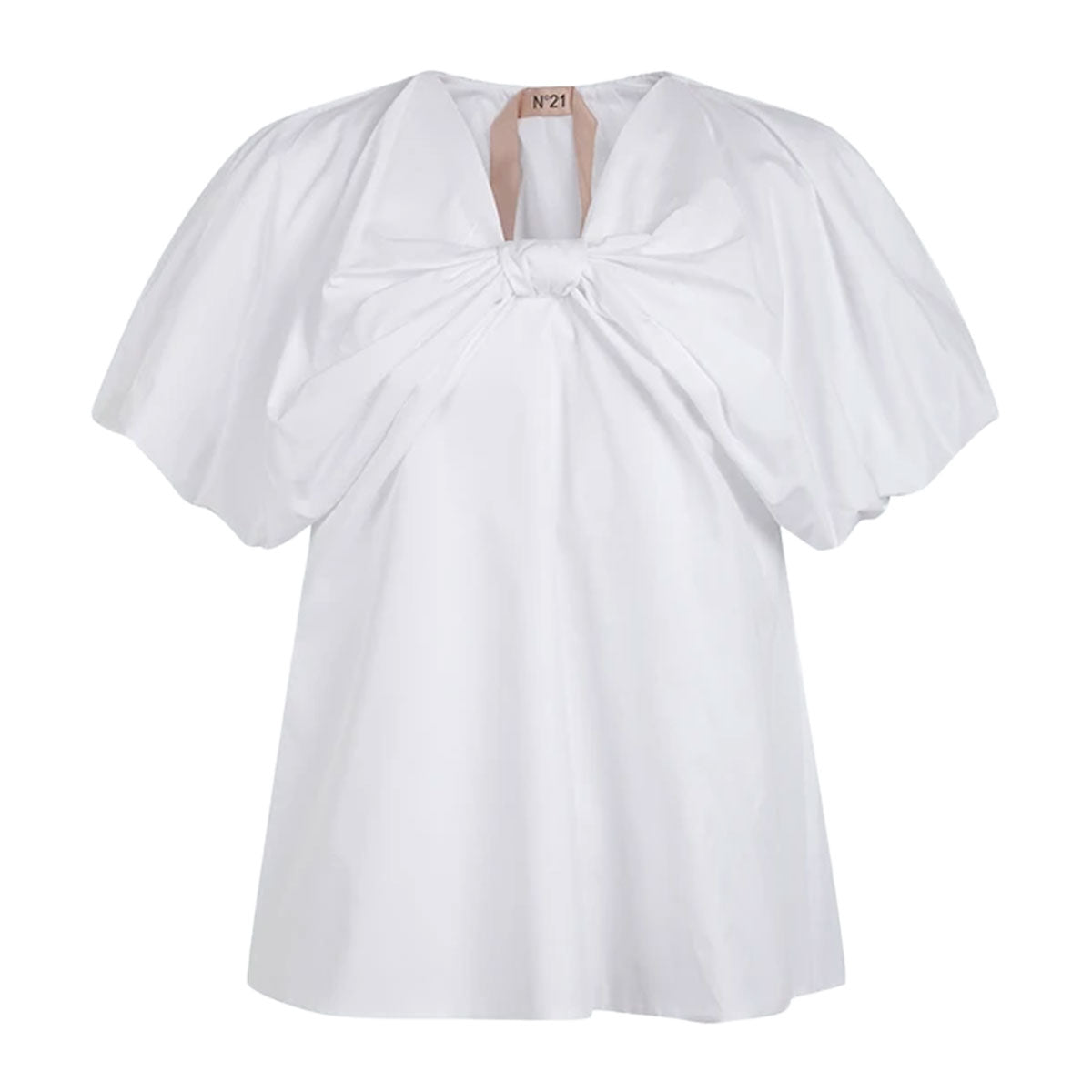 Blouse with short puff sleeves