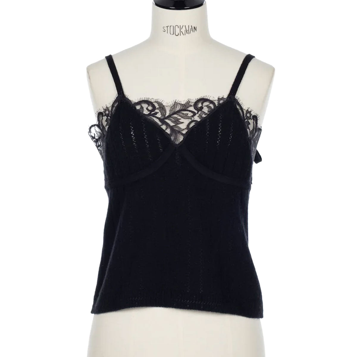 HAIRY LACE PANELED RIB BACK CAMISOLE