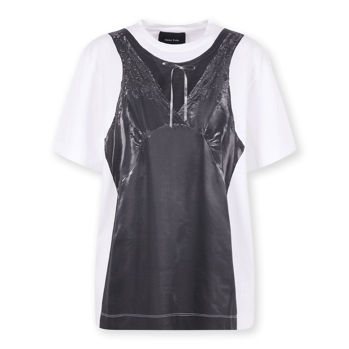 Patchwork Satin Trompe L'Oeil Print T-Shirt