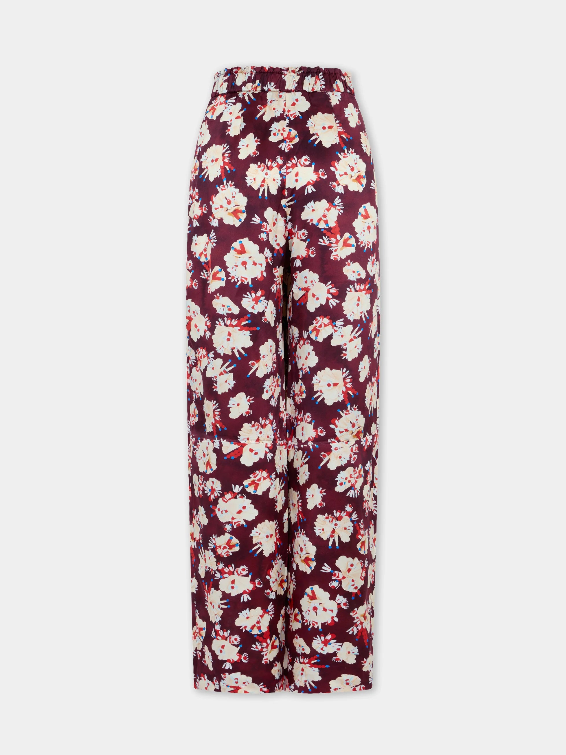 Magenta floral patterned straight trousers