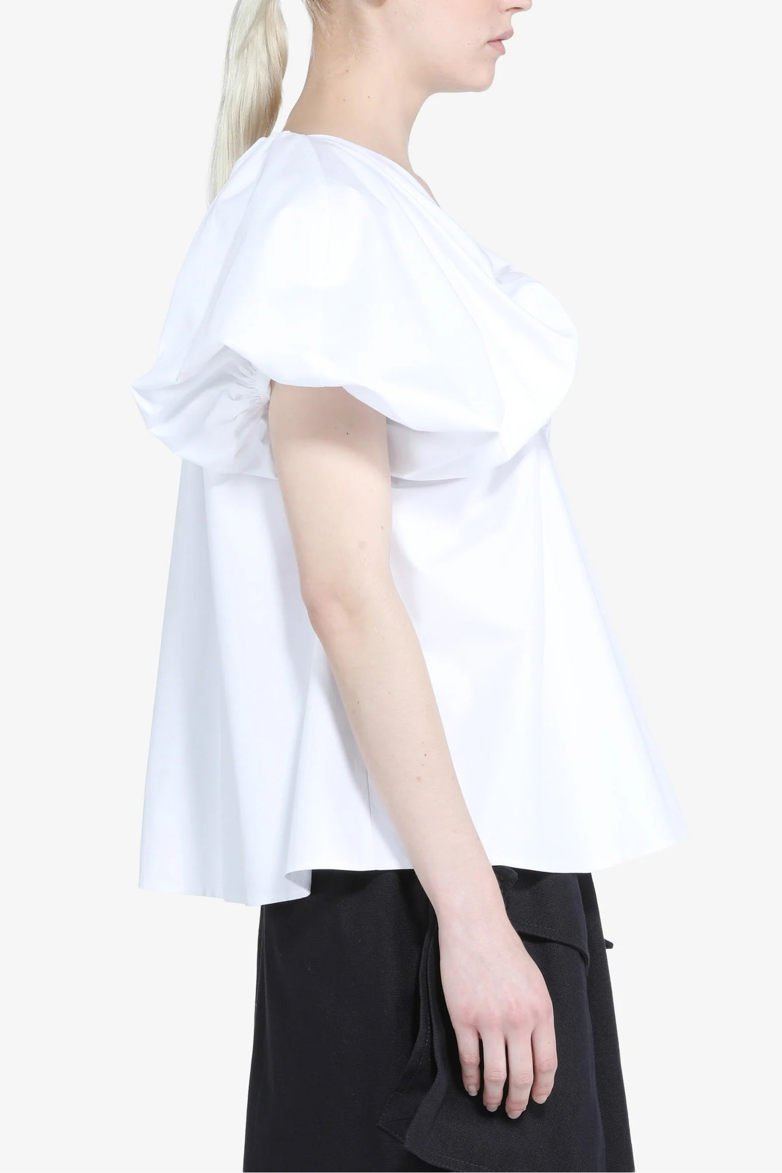 Blouse with short puff sleeves