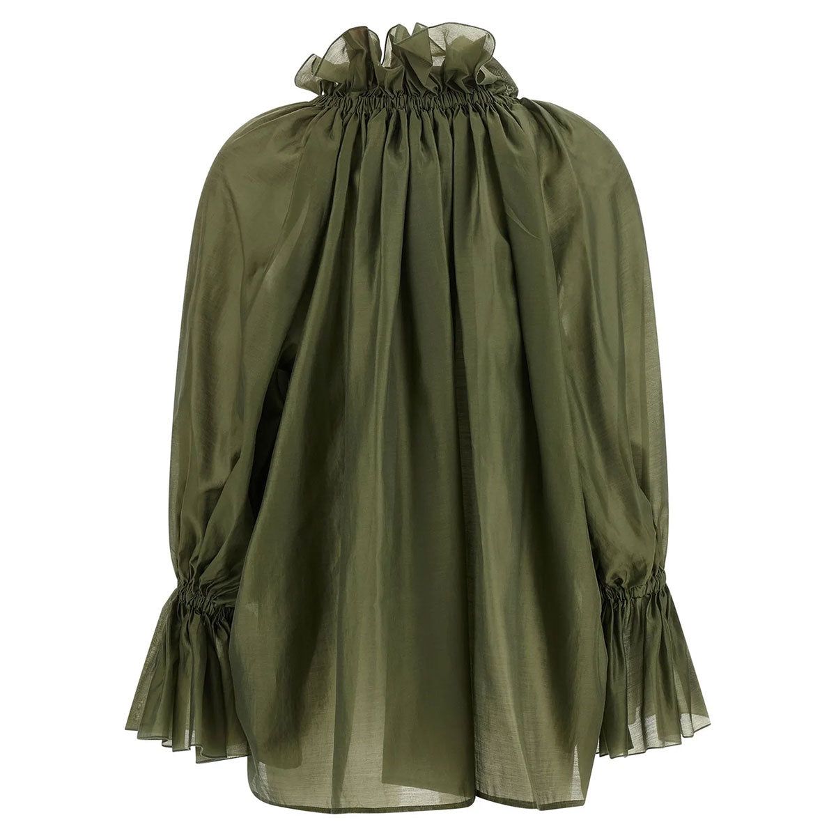 ESTELLE SHEER HIGH-COLLAR TOP