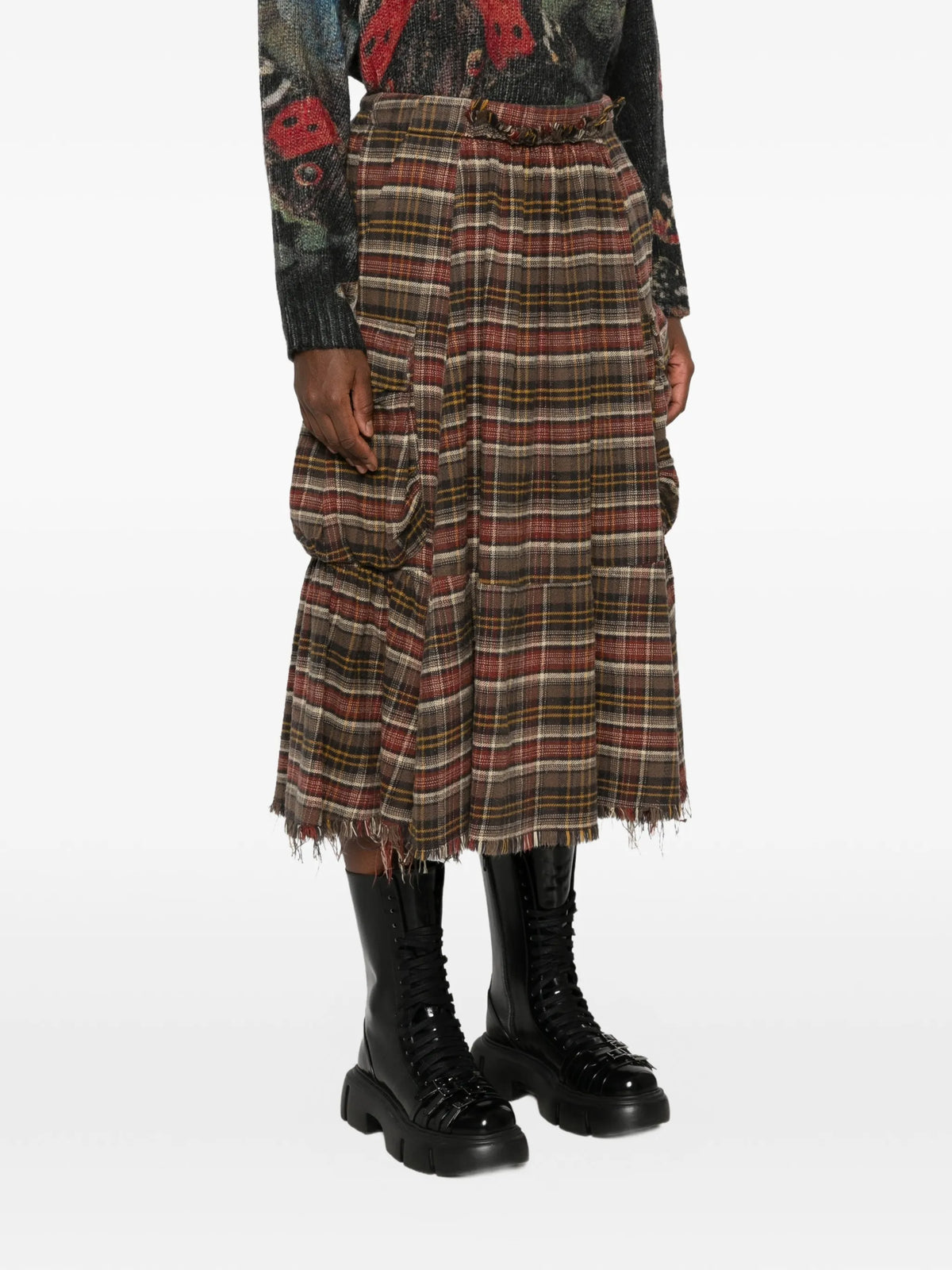 Raw Hem Gatheredcargo Skirt