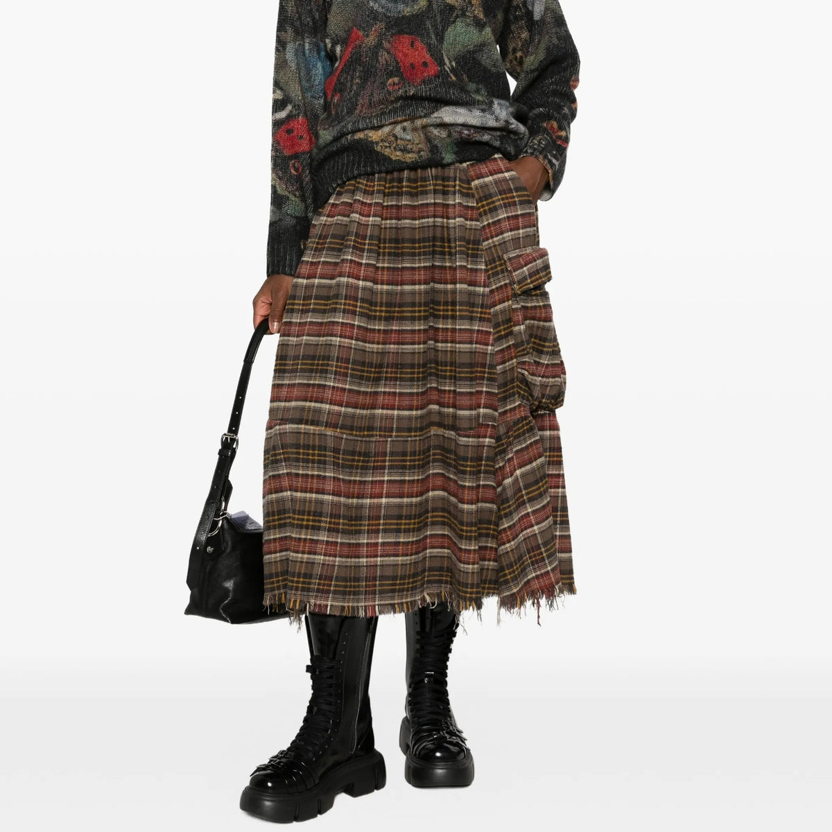 Raw Hem Gatheredcargo Skirt