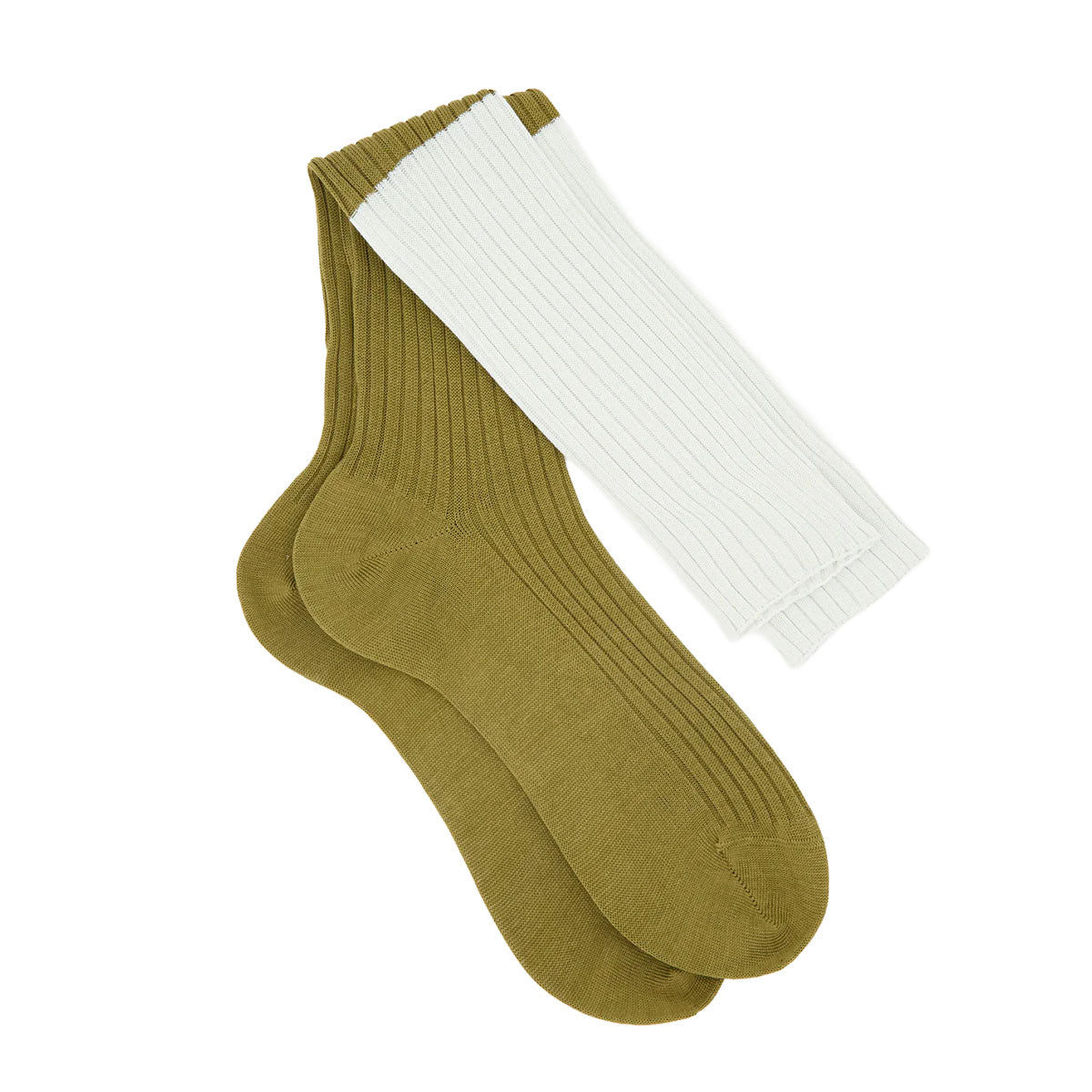 Bi-coloured ribbed long socks