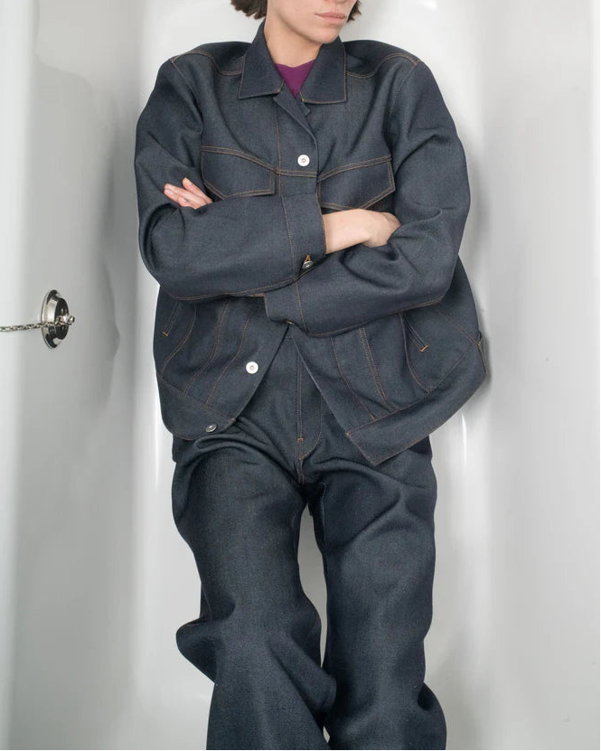 【新品】 OVERCOAT オーバーコート Denim Pants M2 OVERCOAT（オーバーコート）| denim pant in wool denim デニム調