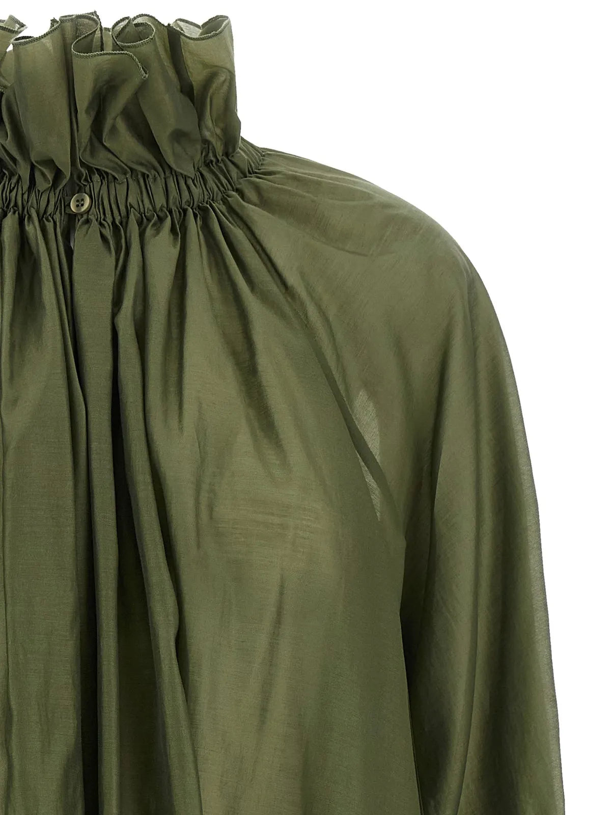 ESTELLE SHEER HIGH-COLLAR TOP