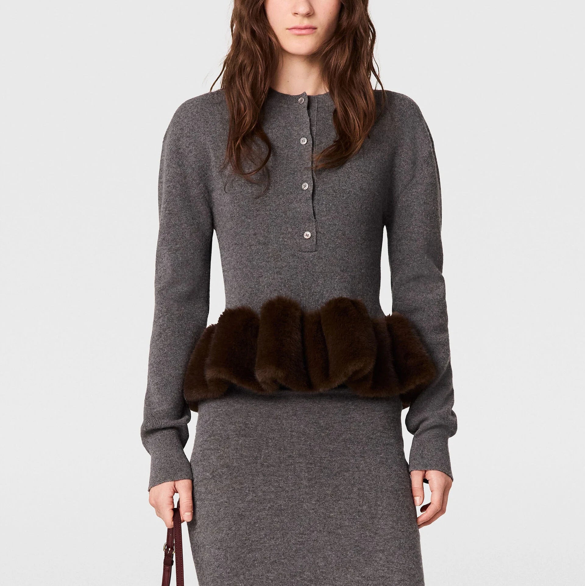 Fff Trim Wool Crew Neck Jumper