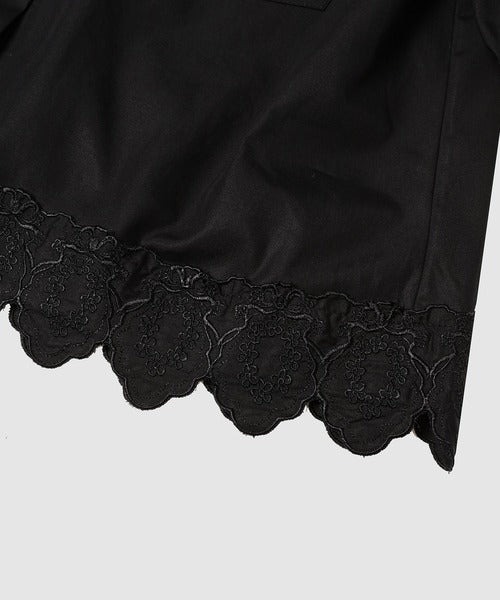 Cropped Puff Sleeve Lace Shirt