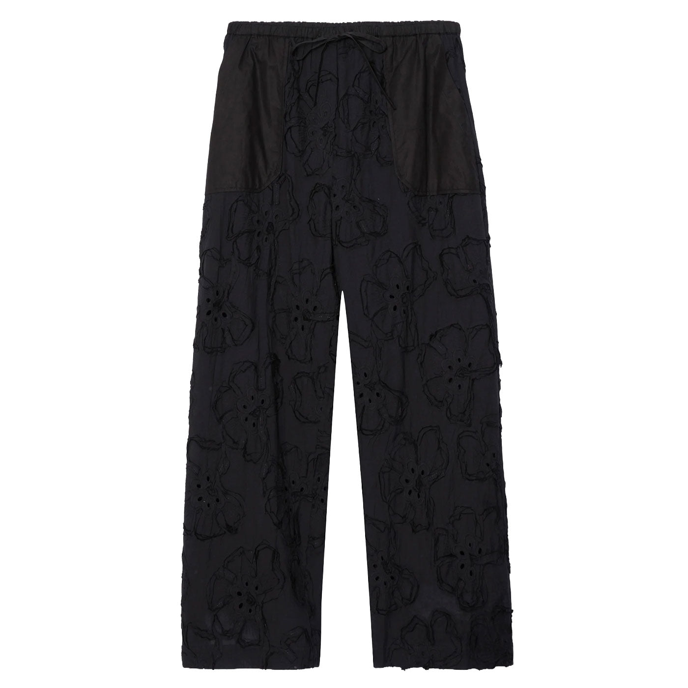 Embroidered Straight Leg Pull On Pants