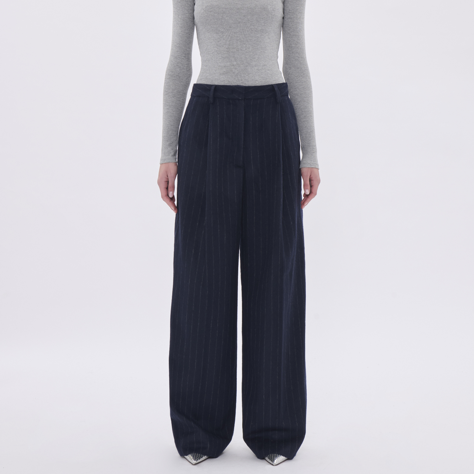 AXEL WOOL BLEND PINSTRIPE TROUSERS
