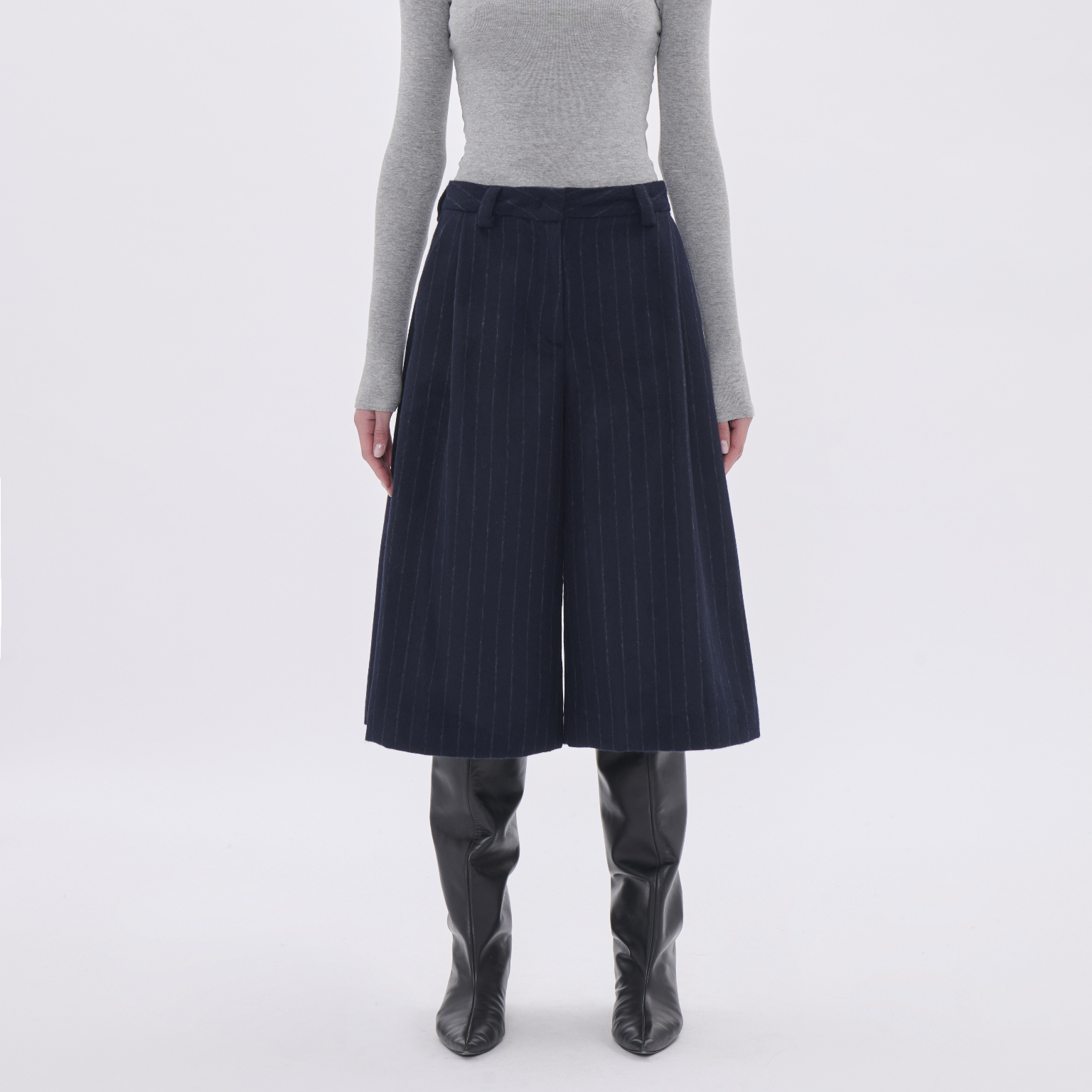 DAKOTA WOOL BLEND PINSTRIPE SHORTS