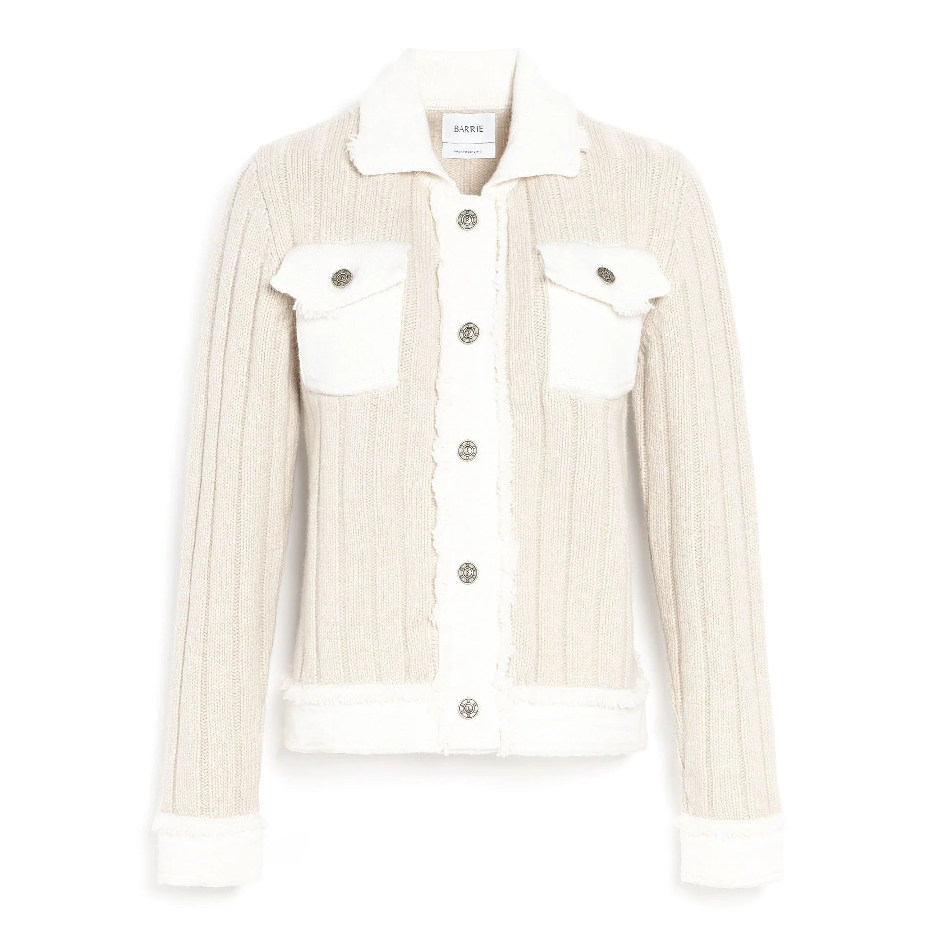 Denim jacket in ribbed knit