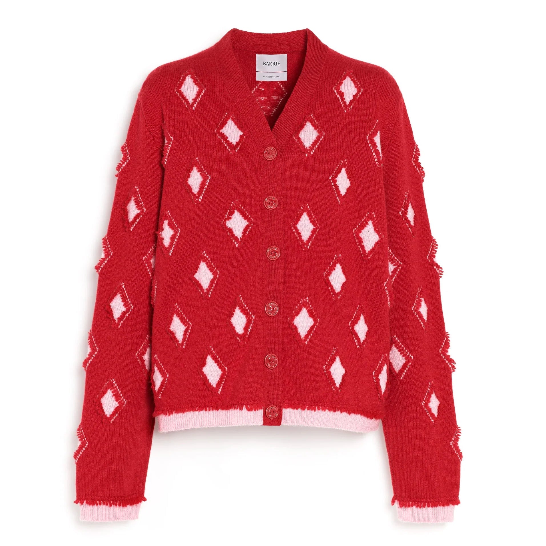 Argyle motif cashmere cardigan