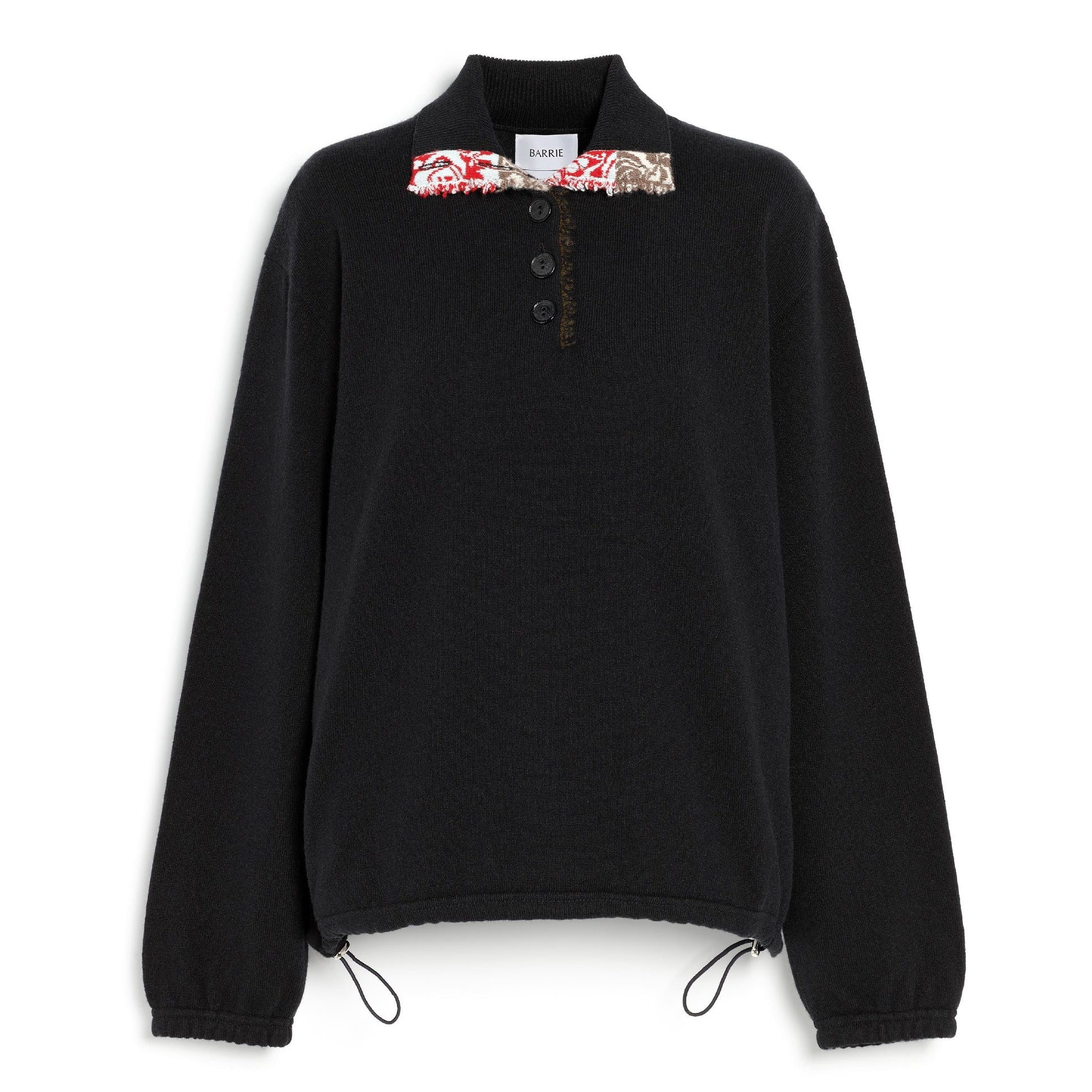 Oversized cashmere sweater with polo shirt collar and ribbon detail