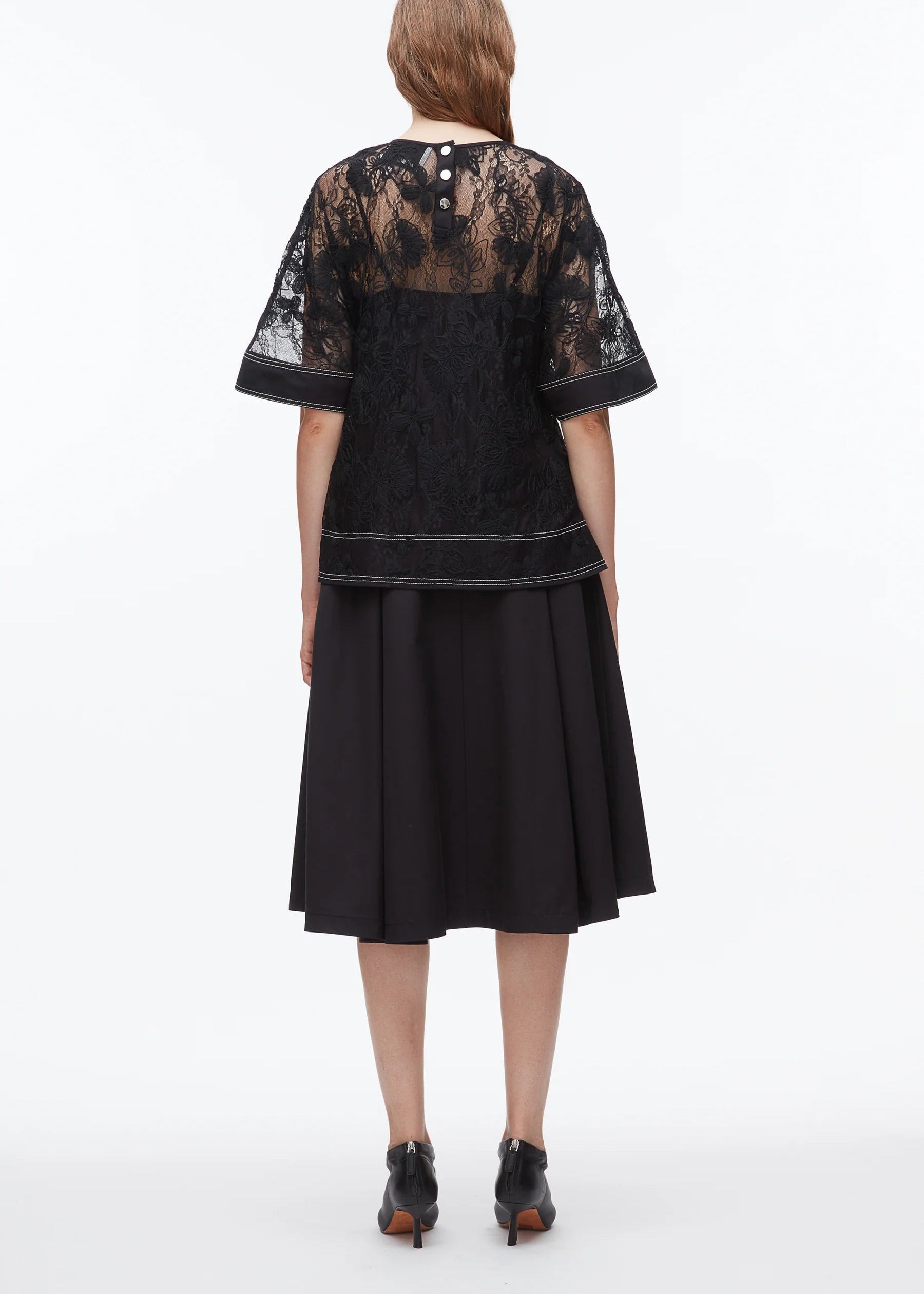 Dimensional Lace Flounce Top
