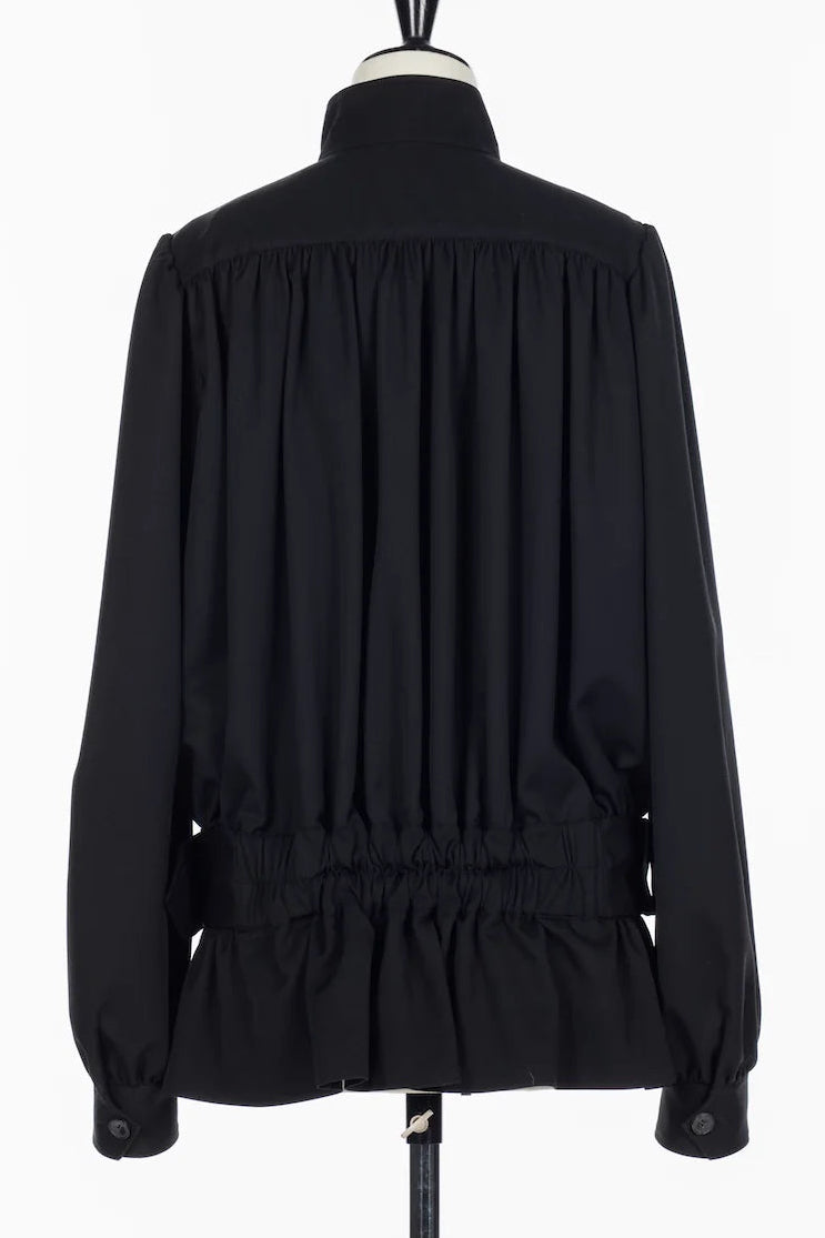 FINE WOOL SUITING GATHERED BELTED BLOUSON
