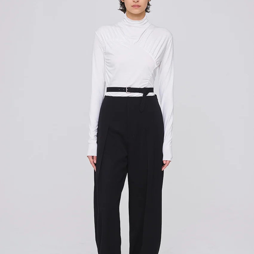 JERSEY ASYMMETRIC DRAPED TOP