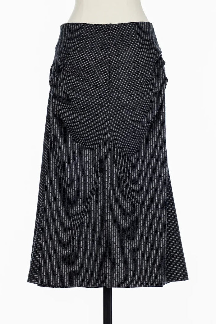 WOOL PINSTRIPE DRAPED SKIRT