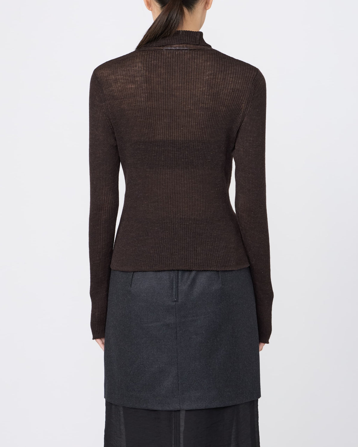 HIGH-NECK RIB KNIT CARDIGAN