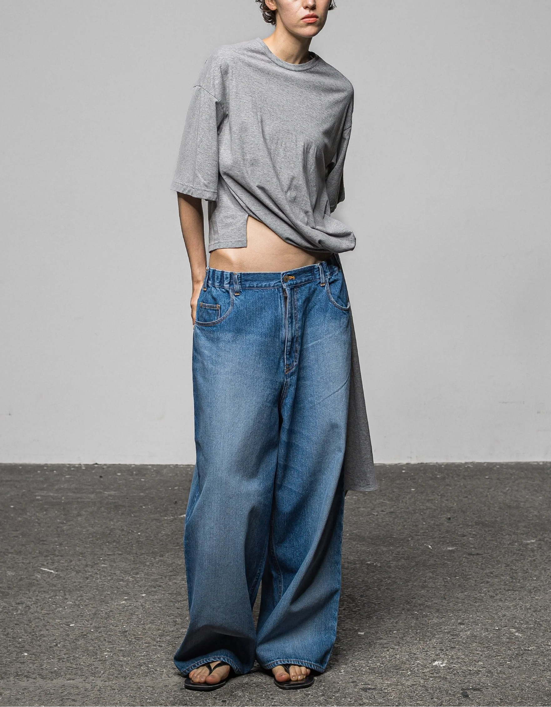 Elastic waist super loose denim