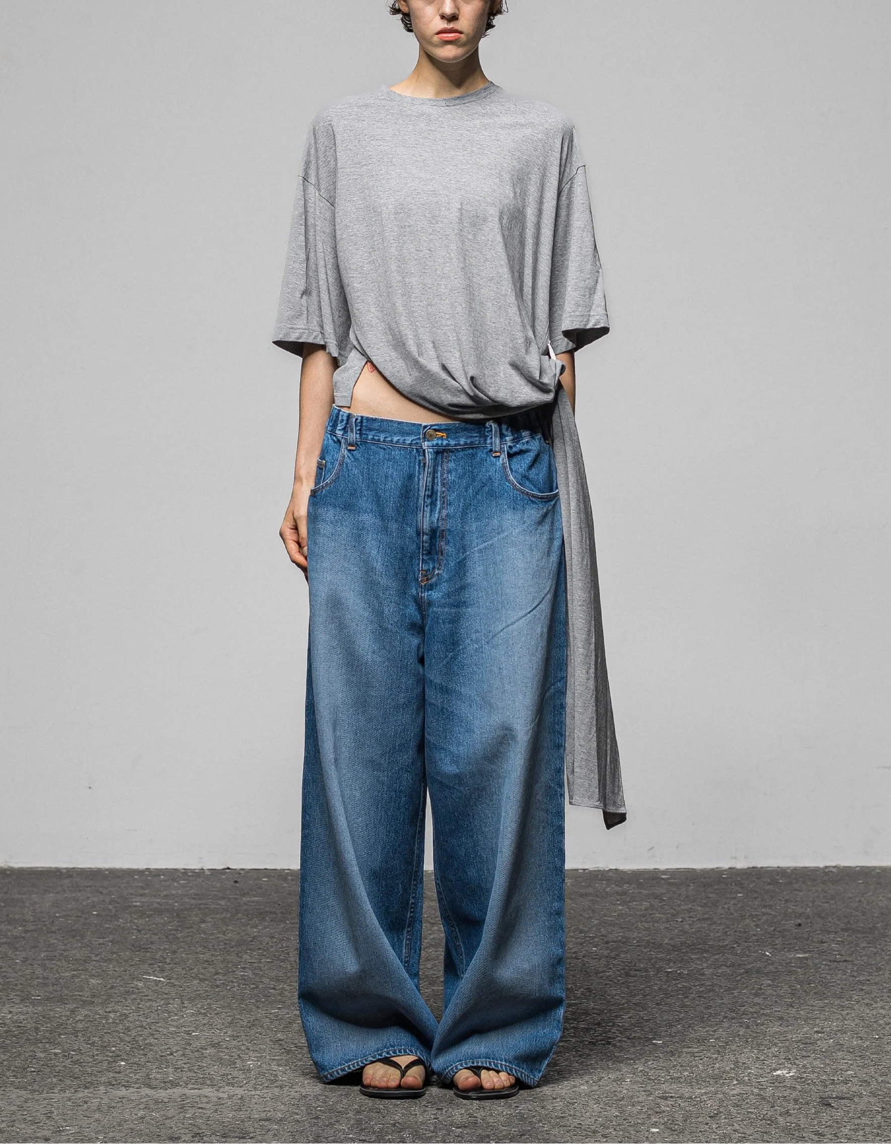 Elastic waist super loose denim