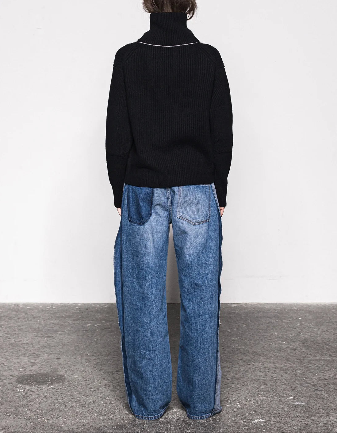 Side folded loose straight denim