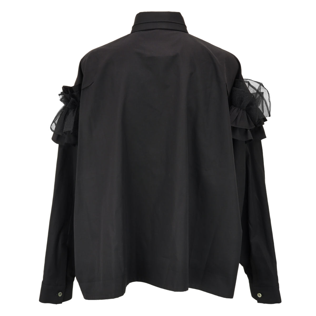 Organic cotton poplin ruffled boxy blouse
