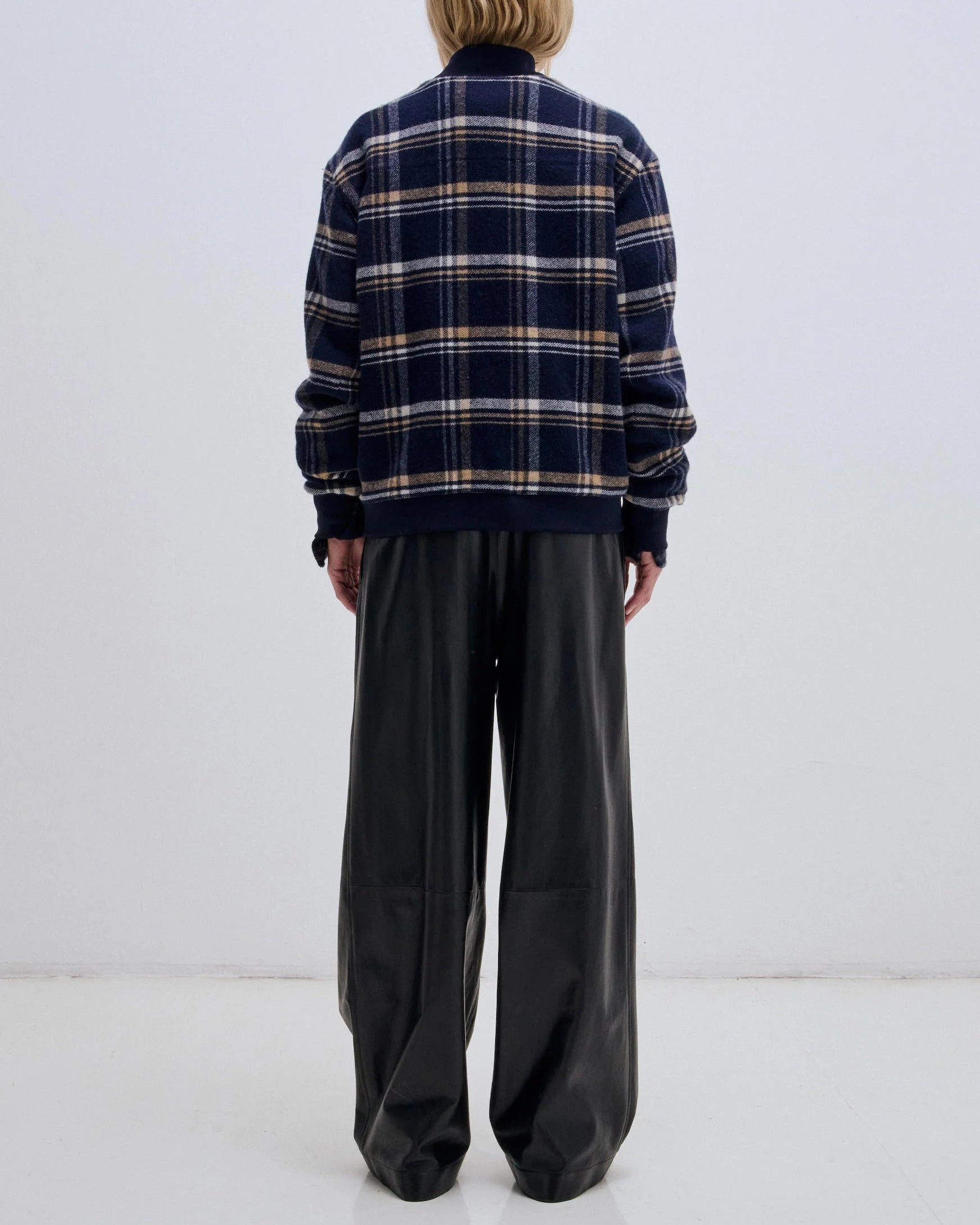 SEAN - CASHMERE WOOL CHECK SLIM BOMBER JACKET