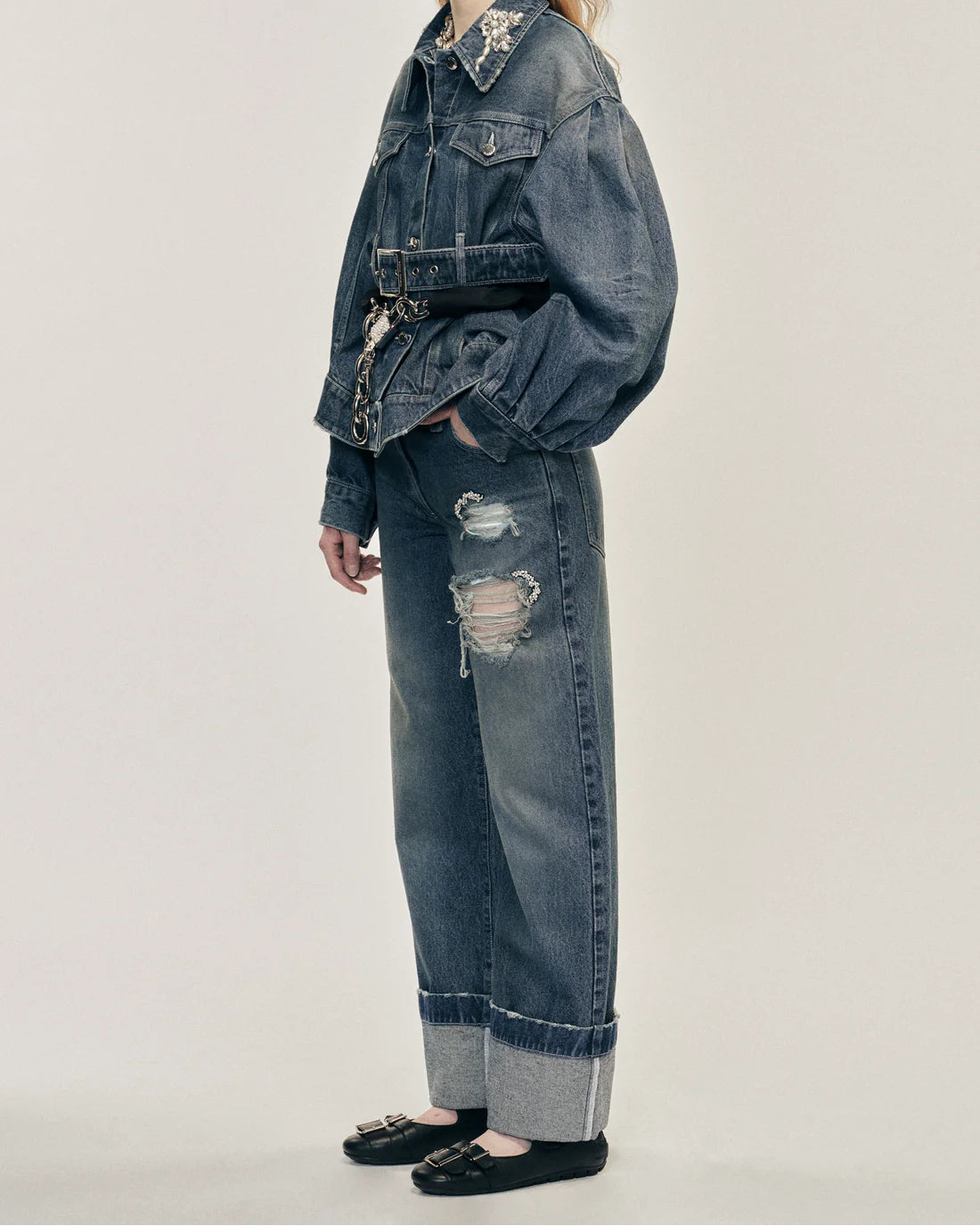 Simone Rocha(シモーネ・ロシャ)| Embellished Straight Leg Jeans デニムジーンズ – MONA MACHO