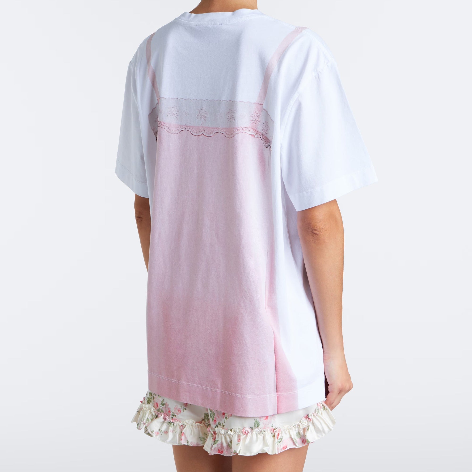 Satin Slip Dress Trompe L'Oeil Print T-Shirt