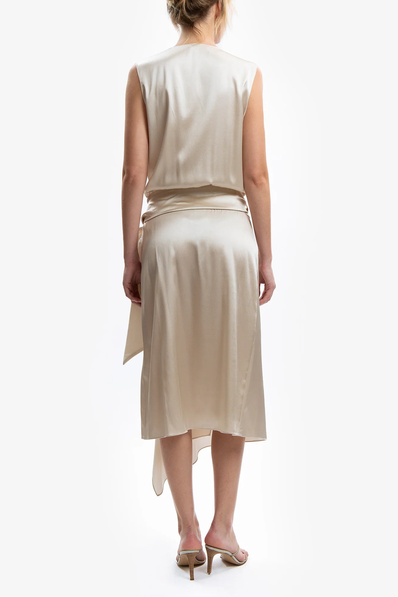 BRIGITTE - Silk satin midi dress Ninfea