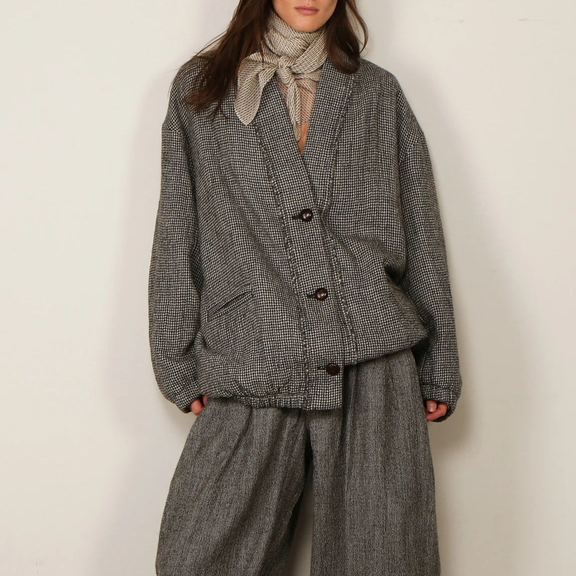 Padded Woven Cardigan