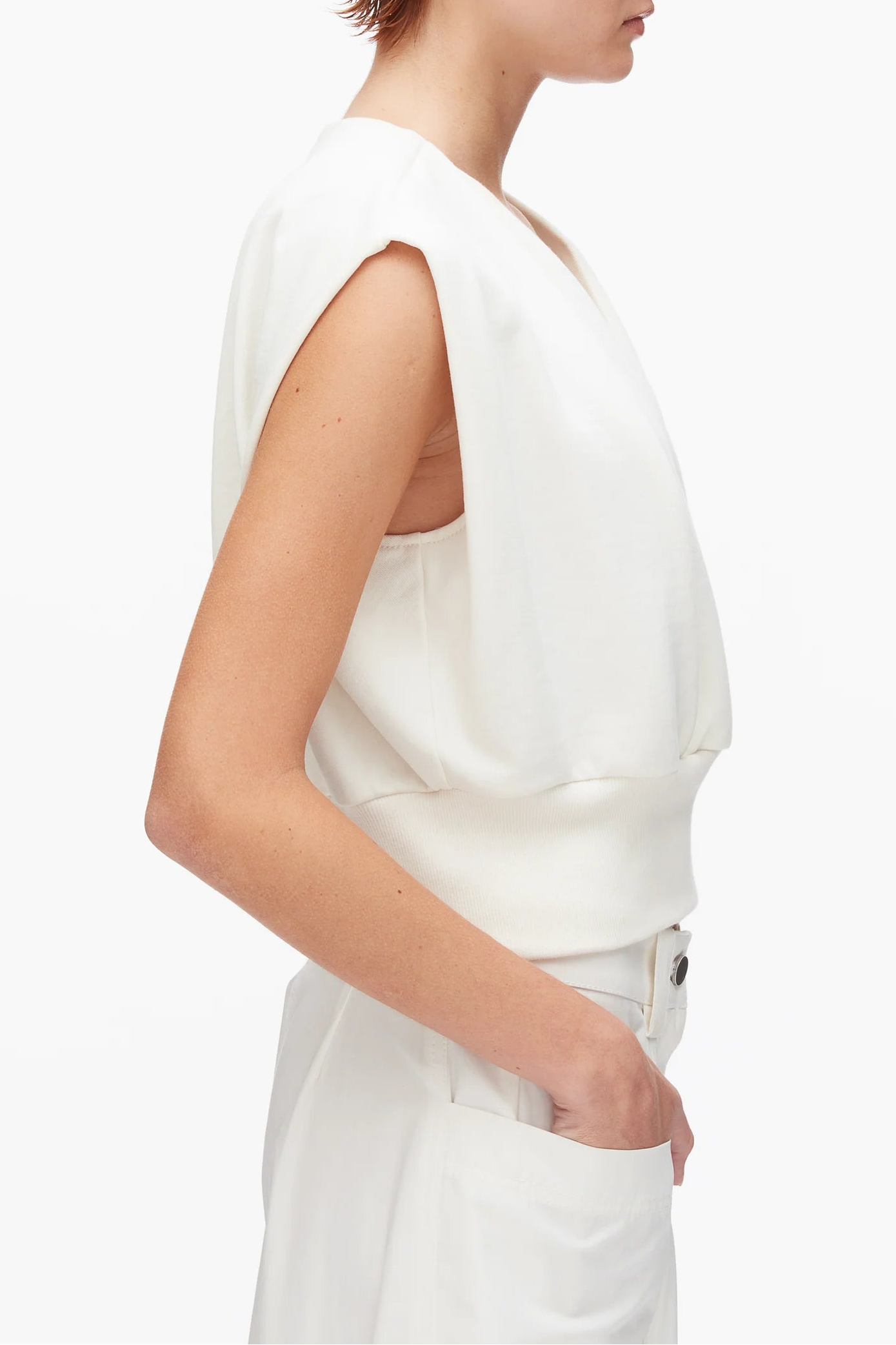 Draped Sleeveless French Terry Top